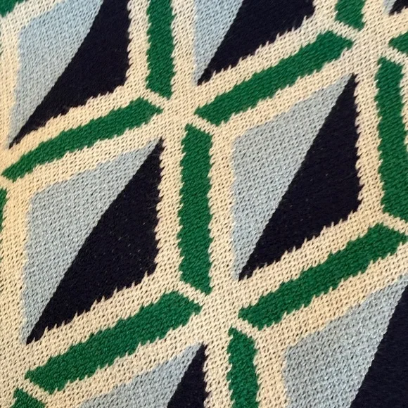 NWT crown & ivy Green, Navy, White Geometric Knit Cardigan - Picture 3 of 9